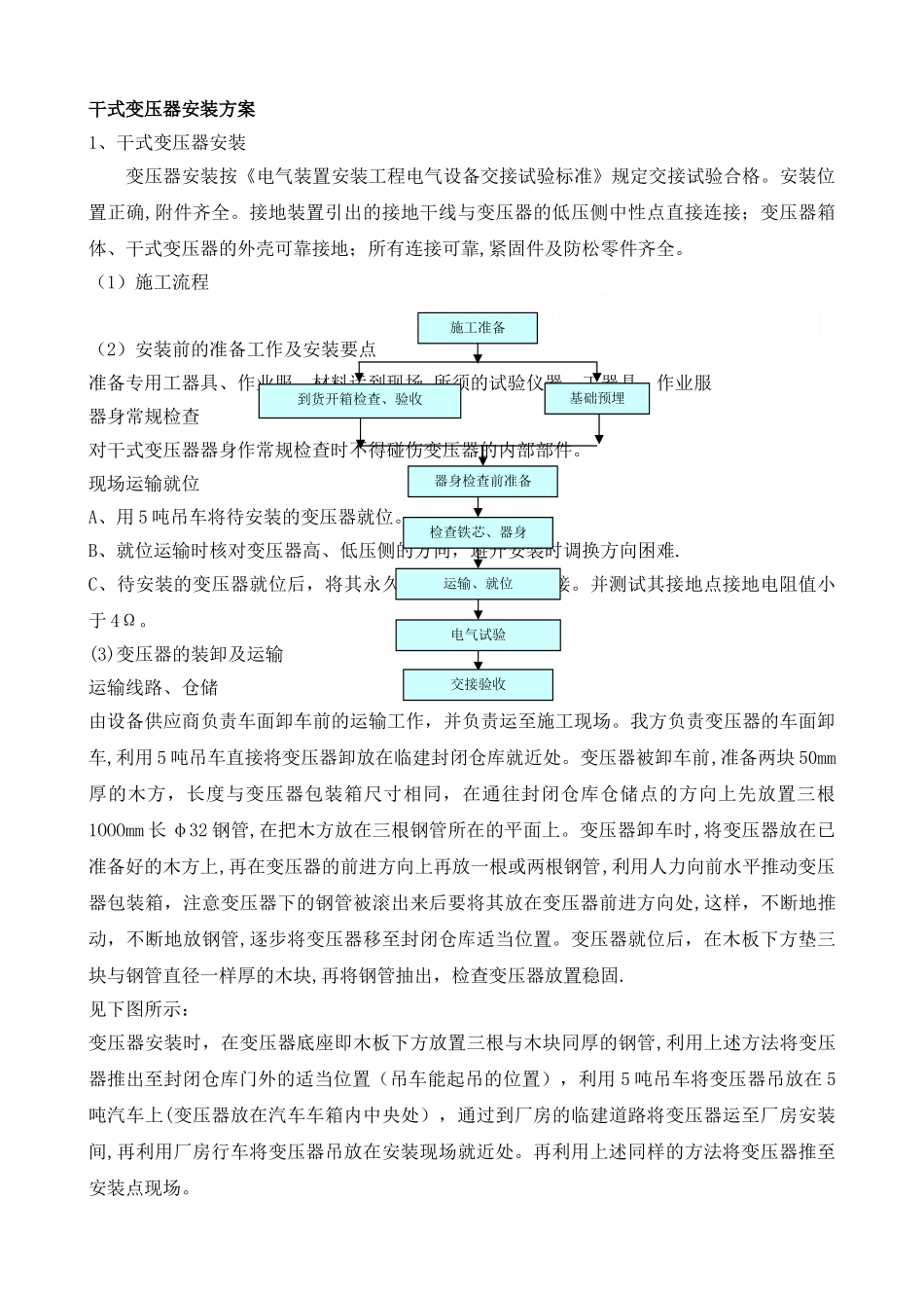 干式变压器安装专项方案_第1页