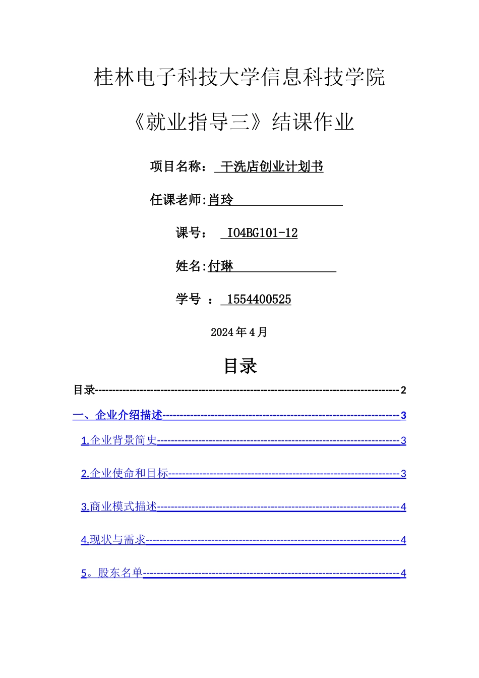 干洗店创业计划书_第1页