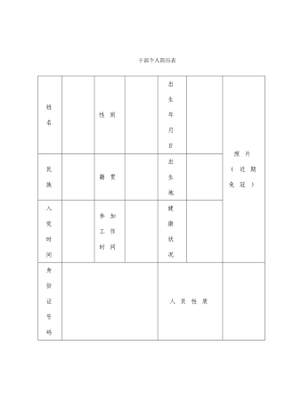 干部个人简历表
