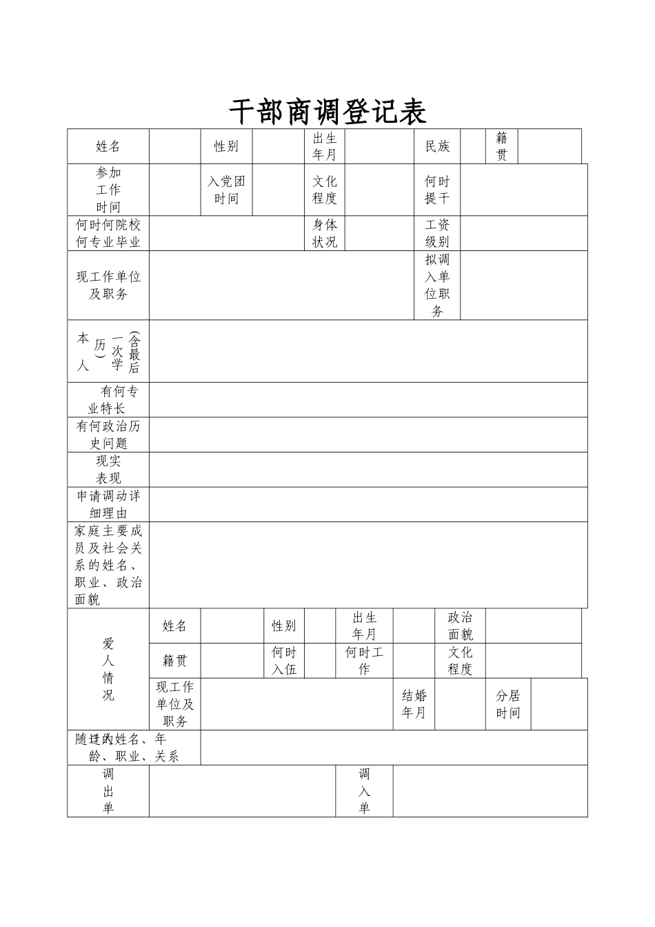 干部商调登记表_第1页