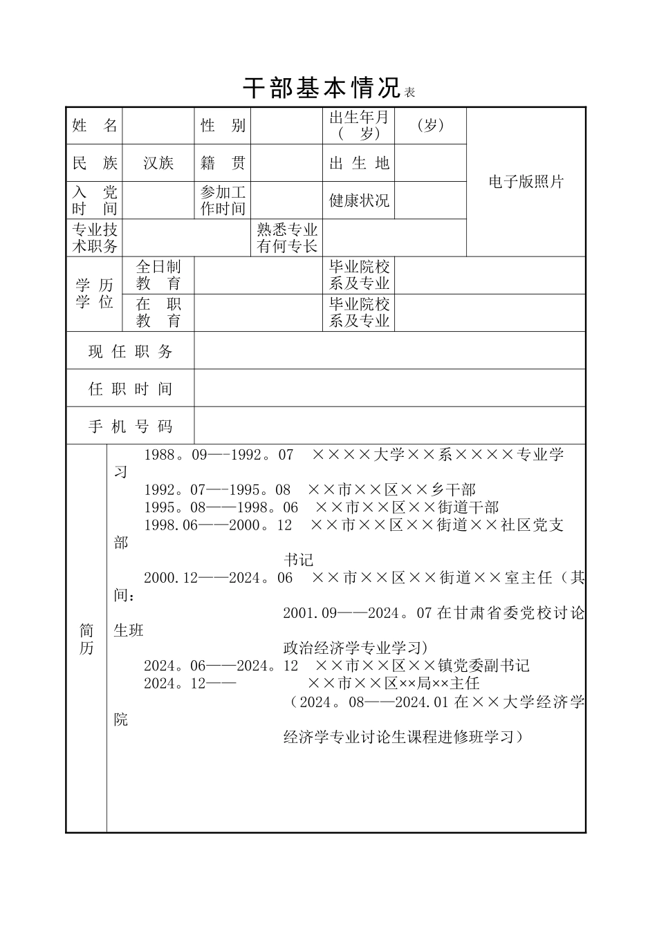 干部基本情况登记表_第1页