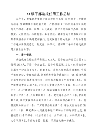 干部选拔任用工作总结