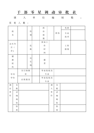 干部零星调动审批表