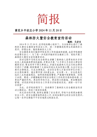 平凉庄小学森林防火安全教育活动简报