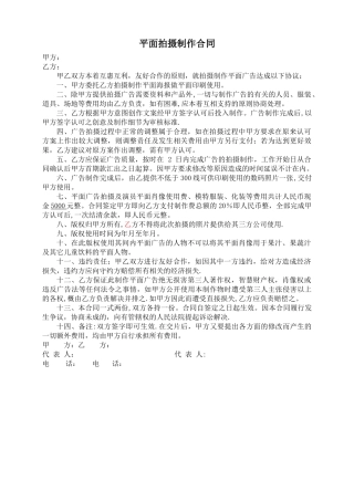 平面拍摄合同范本