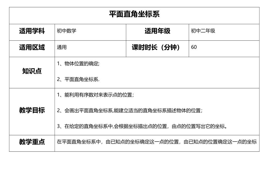 平面直角坐标系教案_第1页