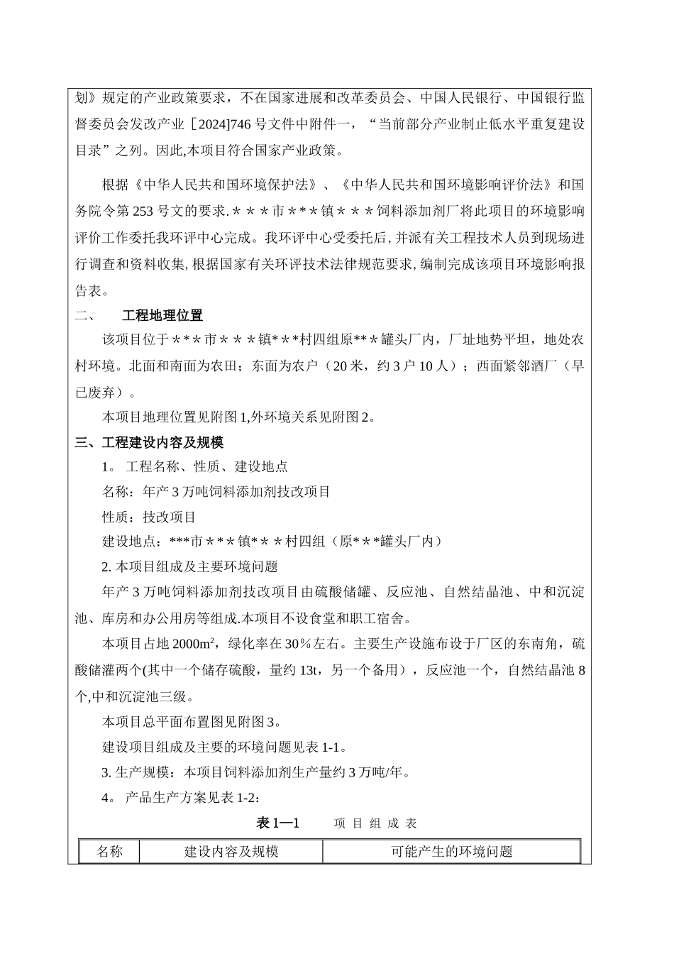 年产3万吨饲料添加剂技改项目环评报告表_第2页