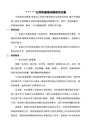 年度培训规划方案