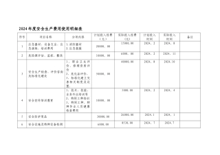 年度安全生产费用投入明细--
