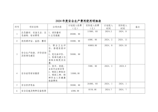 年度安全生产费用投入明细--