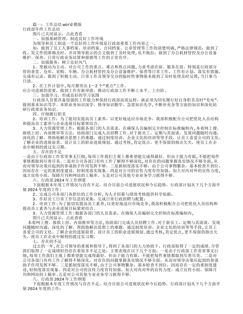 年度工作总结WORD模板_第1页