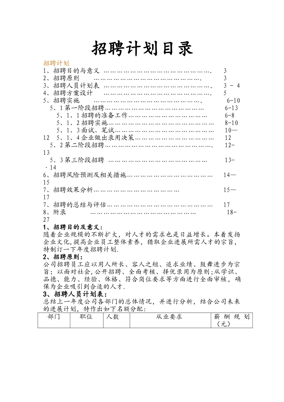 年度招聘计划书_第1页