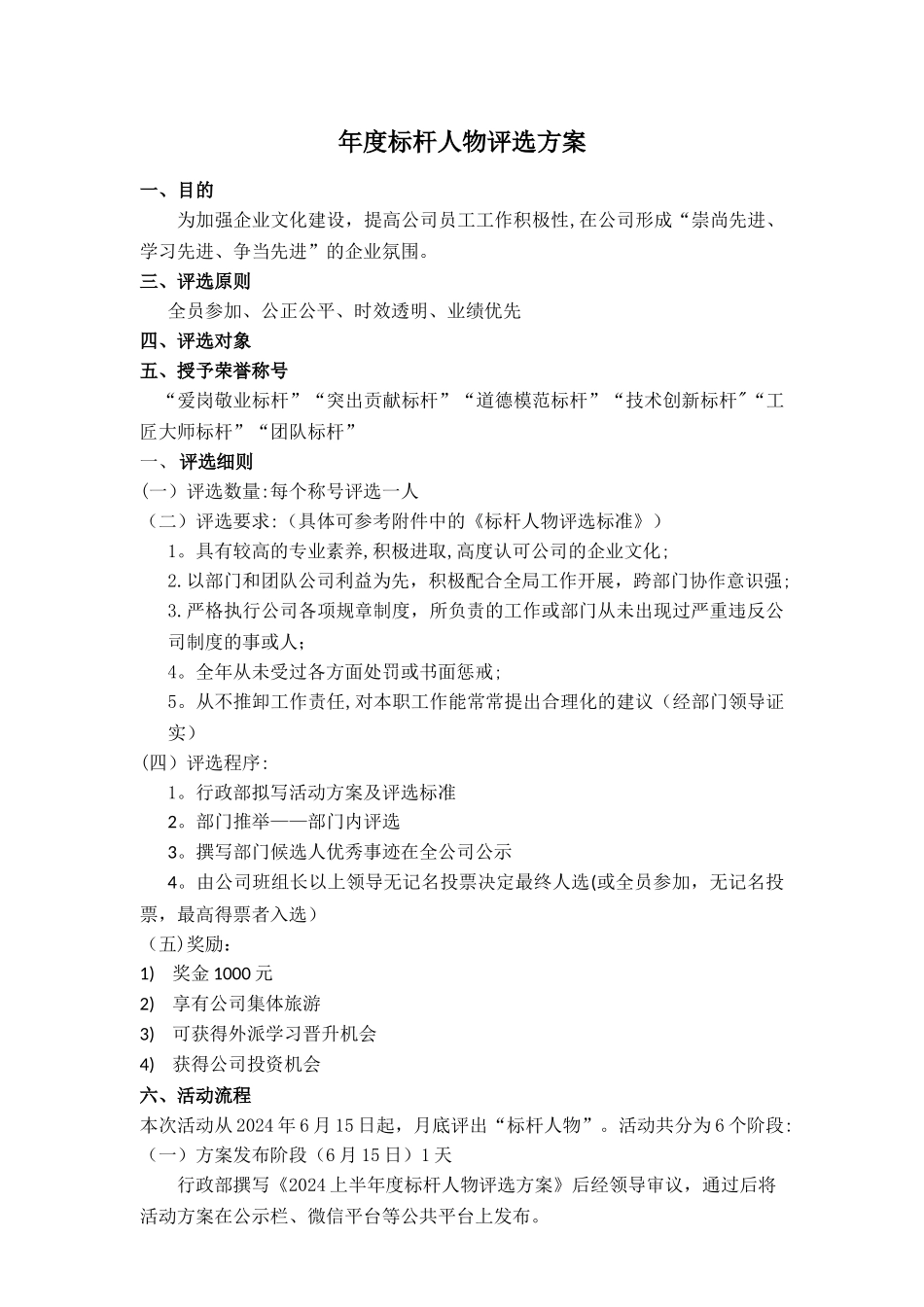 年度标杆评选方案_第1页