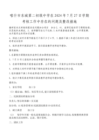 年度考核存在问题台账