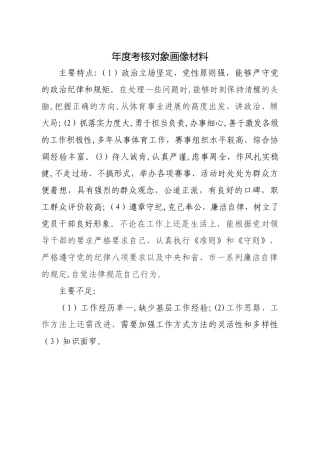 年度考核对象画像材料