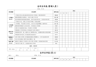 年度考核自评互评表