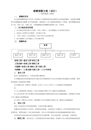年度薪酬调整方案