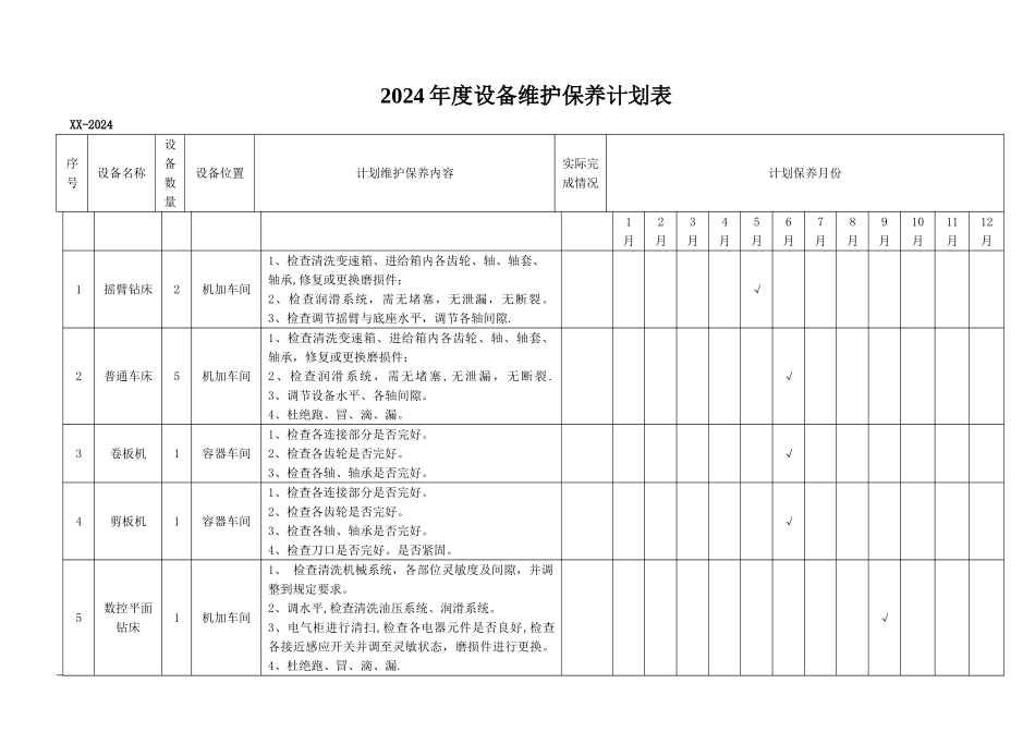 年度设备维护保养计划表_第1页