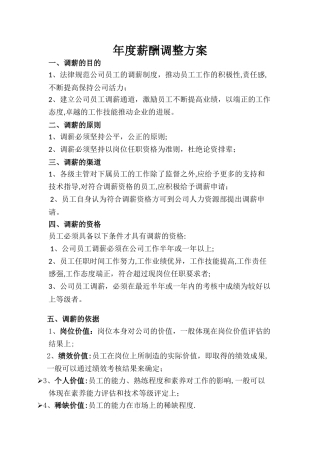 年度调薪方案