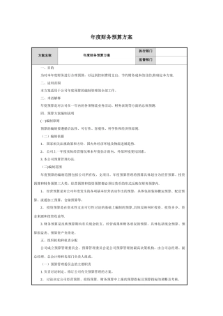 年度财务预算方案