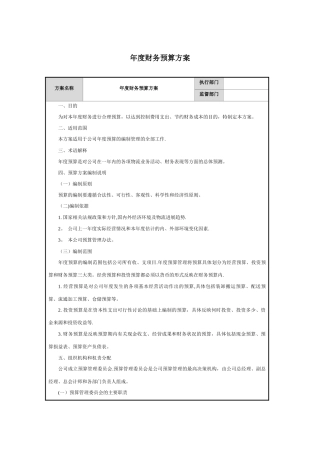 年度财务预算方案