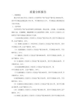 年度质量分析报告