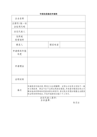 年报修改申请表
