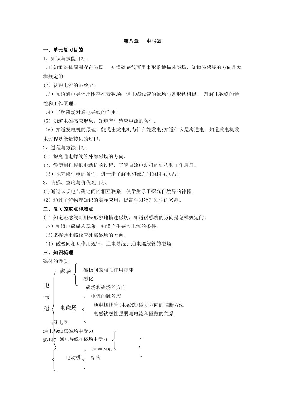 年物理中考复习教案---电与磁_第1页