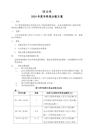 年终奖如何分配管理制度
