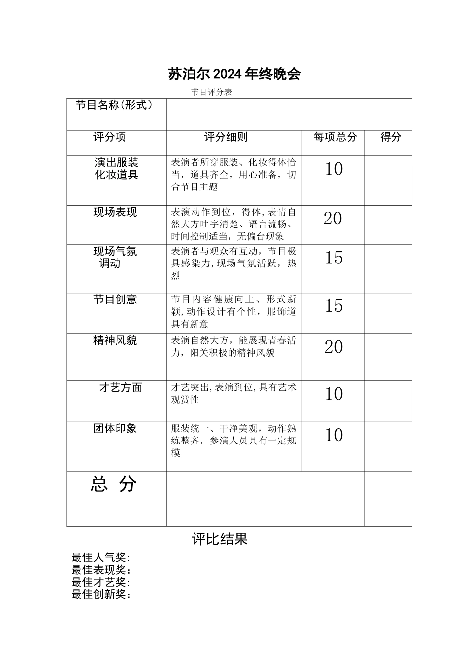 年终晚会节目评分表_第1页