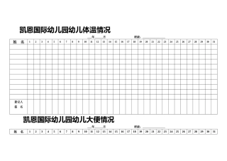 幼儿体温、大便记录表