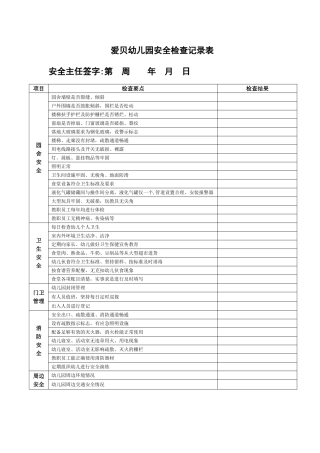 幼儿园--园长--安全检查记录表-