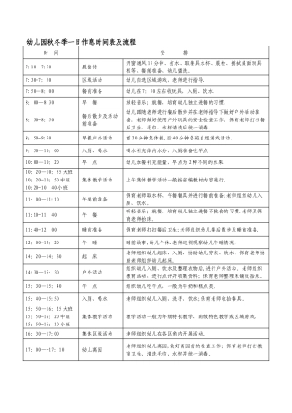 幼儿园一日作息时间表