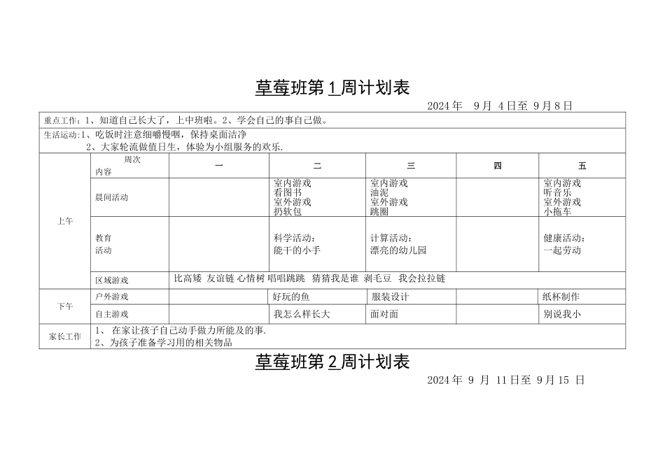 幼儿园上学期中班周计划_第1页