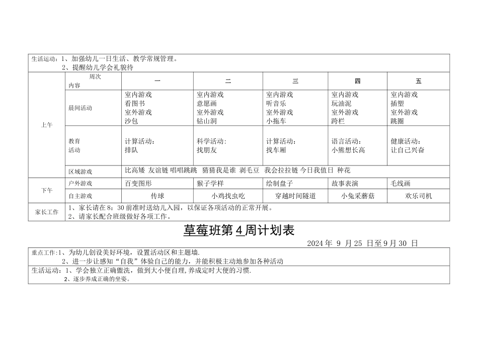 幼儿园上学期中班周计划_第3页