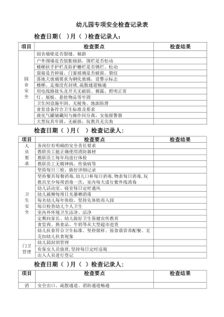 幼儿园专项安全检查记录表