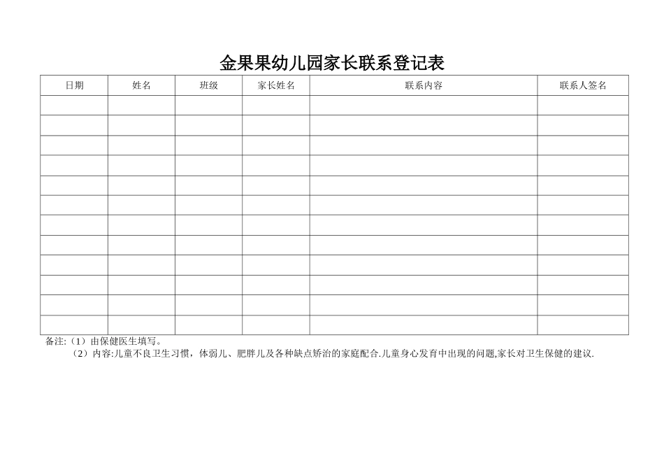 幼儿园专用表格大全_第1页