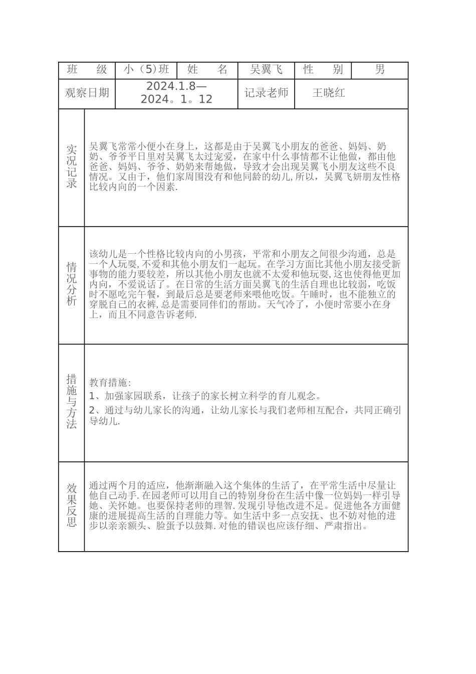 幼儿园个案跟踪观察记录表_第3页