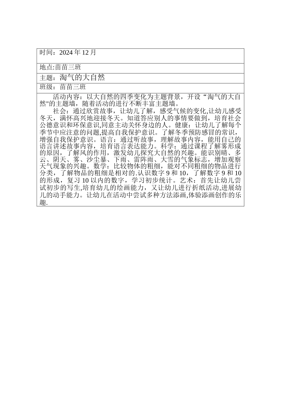 幼儿园主题活动记录表_第2页