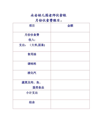 幼儿园伙食费账目表