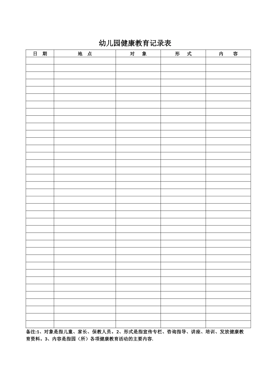 幼儿园健康教育记录表_第1页