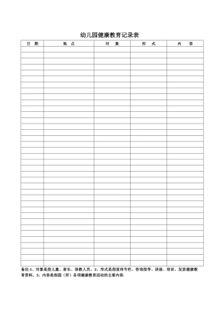幼儿园健康教育记录表