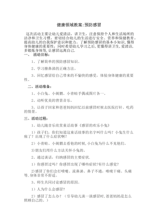 幼儿园健康领域教案。