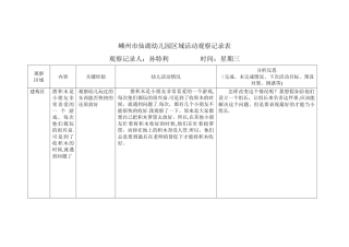 幼儿园区域活动观察记录表5