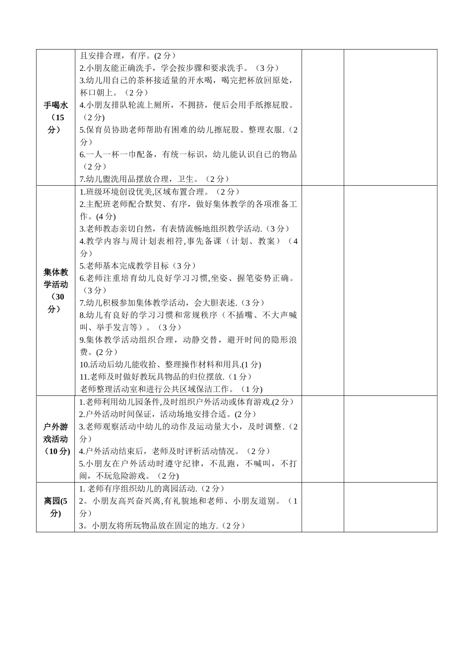 幼儿园半日保教活动考核评分表_第2页