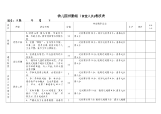 幼儿园后勤组考核表