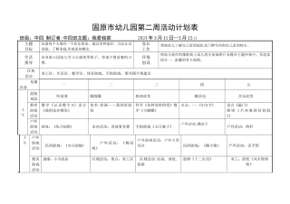 幼儿园周活动计划表模板