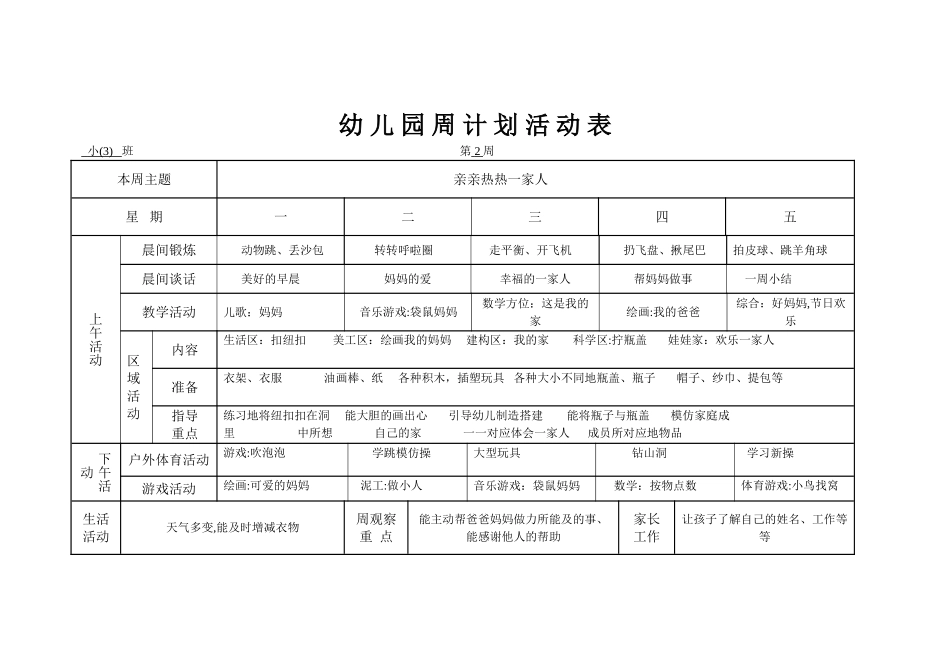 幼儿园周计划活动表_第3页