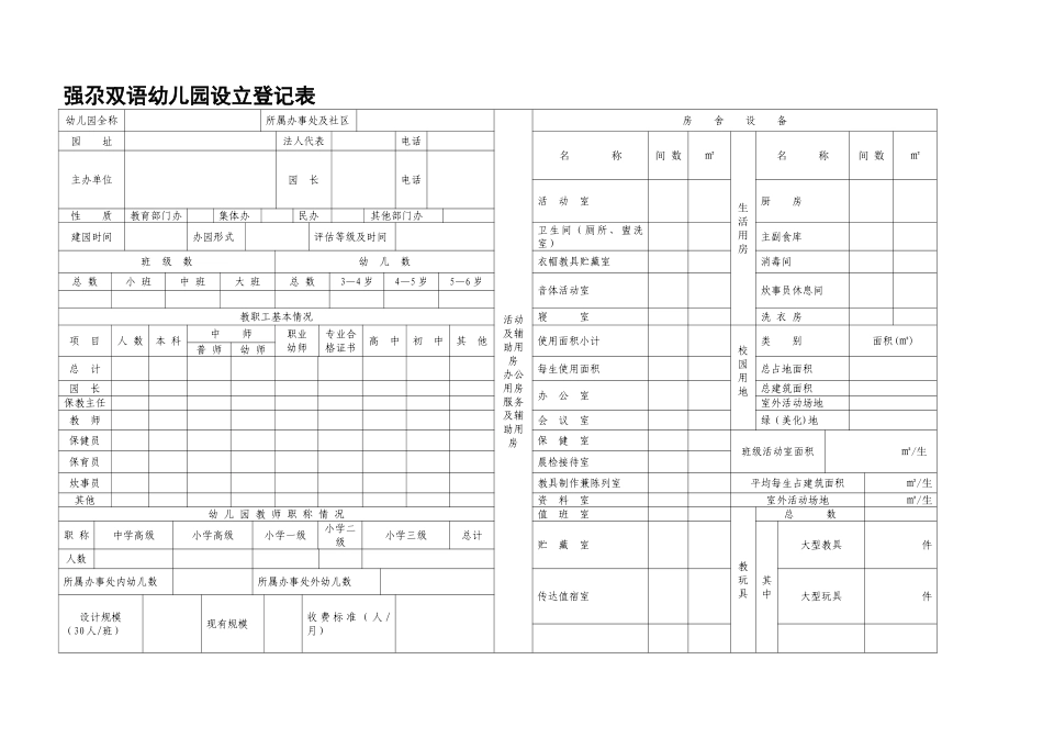 幼儿园基本情况登记表_第1页