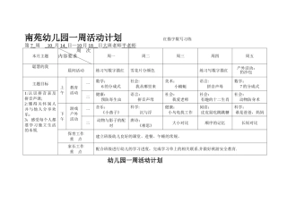 幼儿园大班一周活动计划